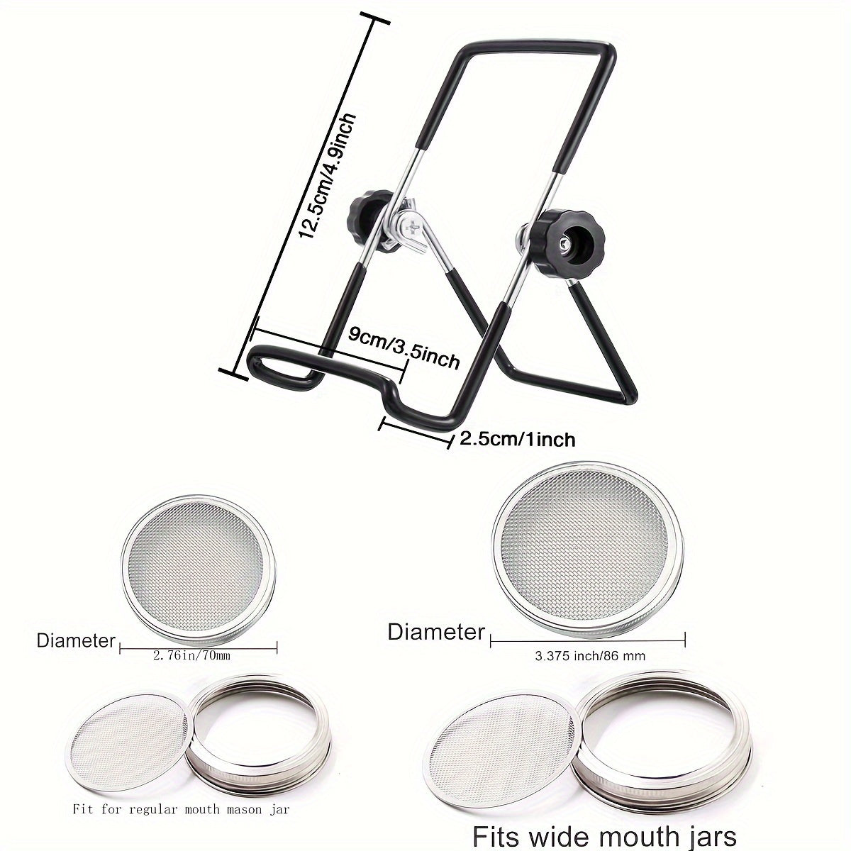 Mason Jar Sprouting Stands & Lids for Regular & Wide Mouth Jars