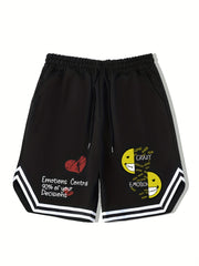 Men's Emotion Print Basketball Shorts for Summer