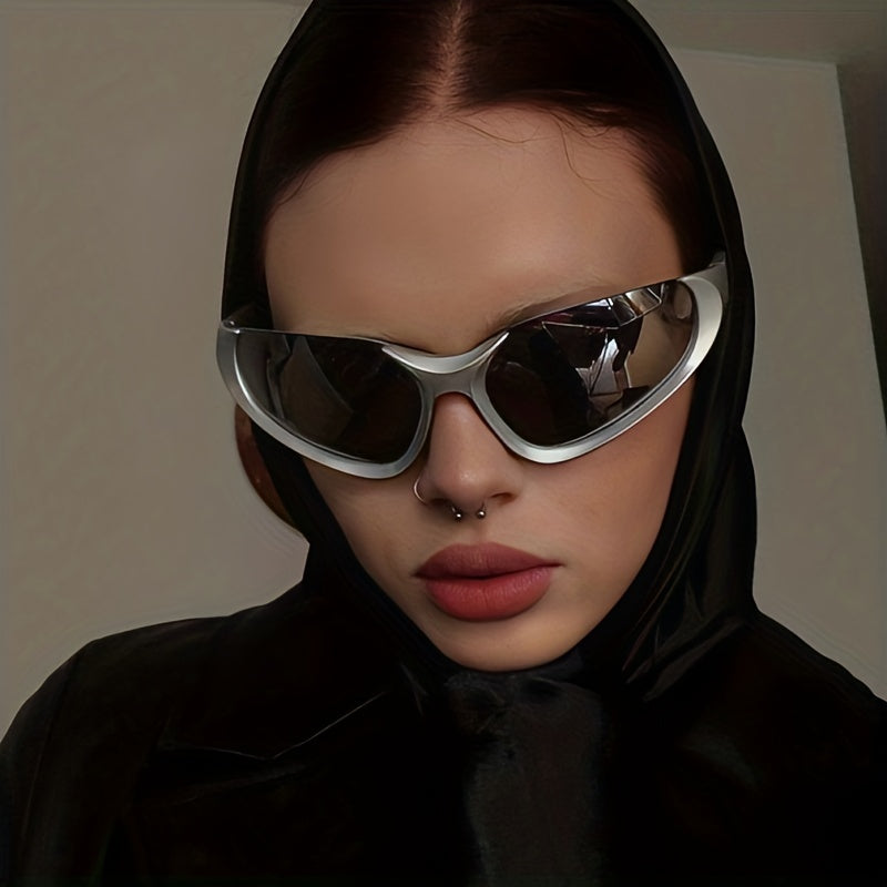Y2K Cyberpunk Sunglasses UV400 Mirror Lens Sun Shades
