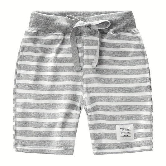Boys Striped Shorts Drawstring Waist Kids Summer Clothes