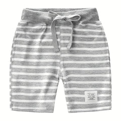 Boys Striped Shorts Drawstring Waist Kids Summer Clothes