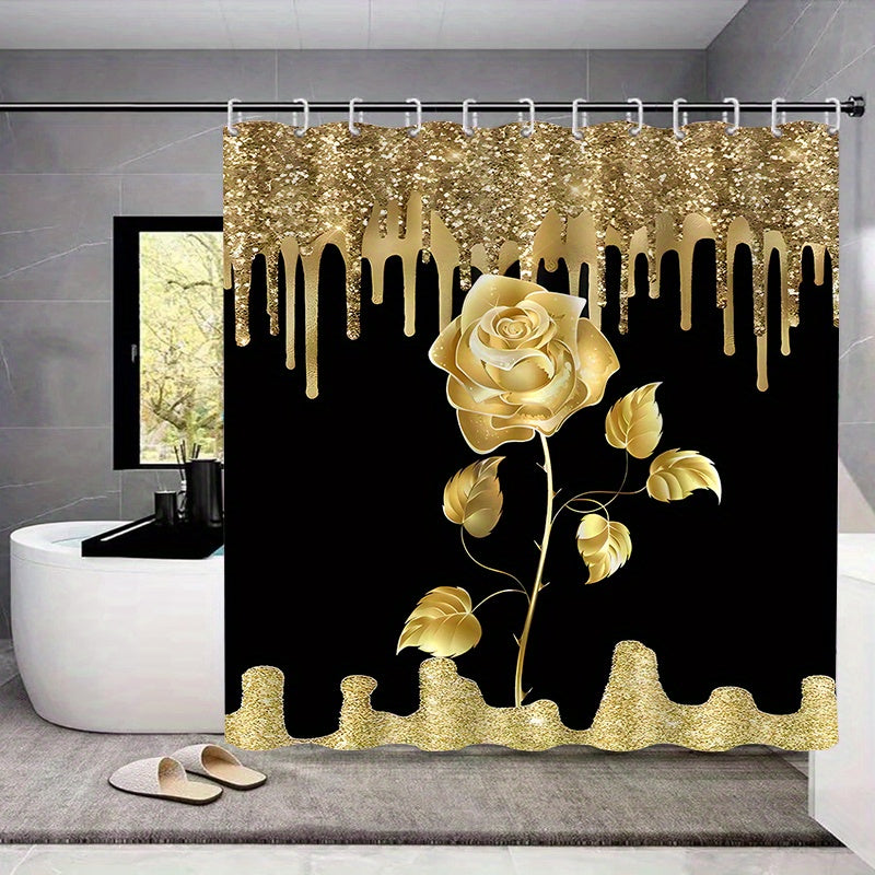 Christmas Waterproof Shower Curtain Set with Bath Mat