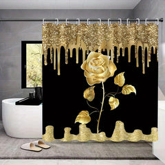Christmas Waterproof Shower Curtain Set with Bath Mat