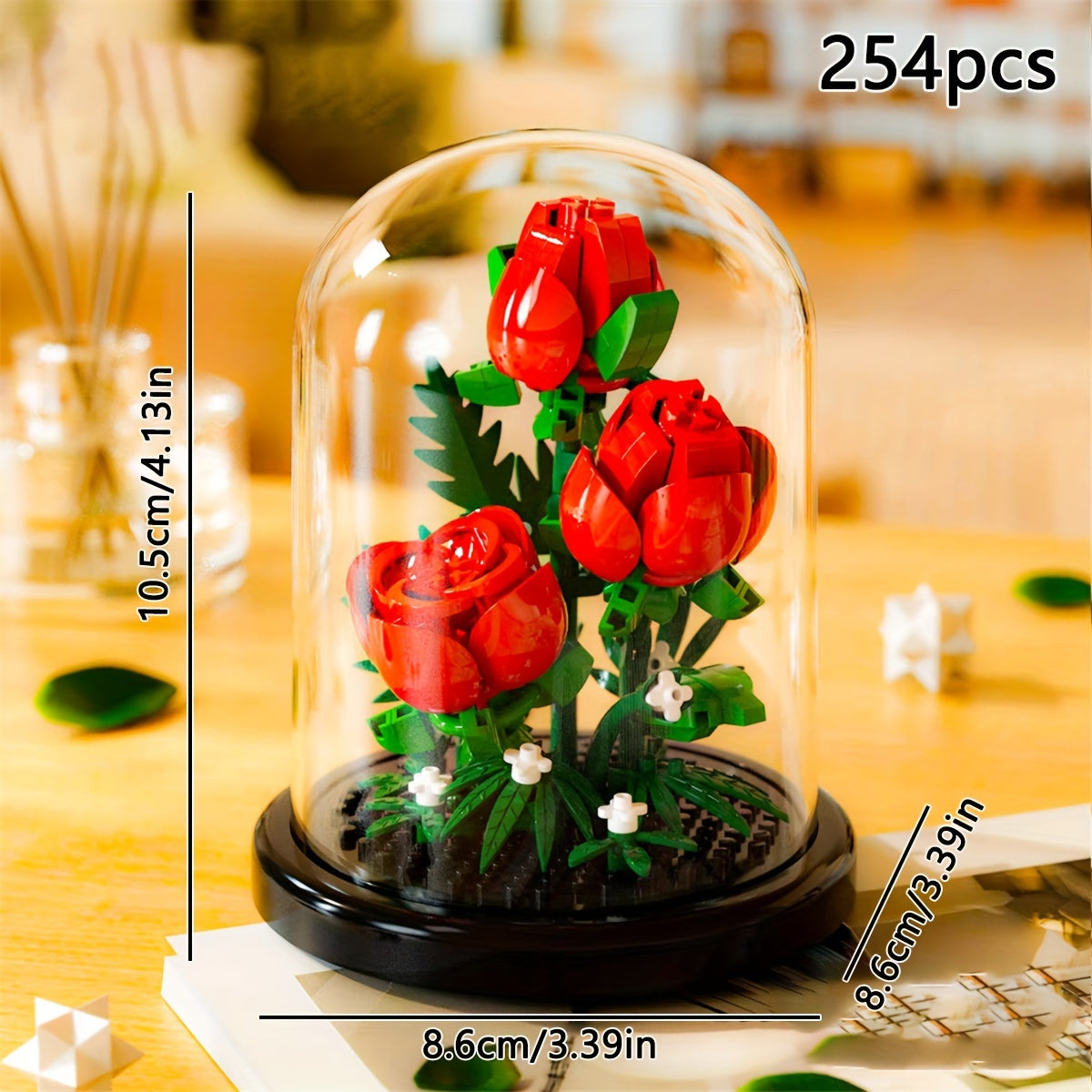 DIY Flower Building Blocks Set Mixed Colors ABS Material 3D Flower Craft Kit