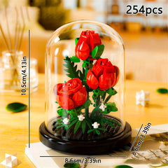 DIY Flower Building Blocks Set Mixed Colors ABS Material 3D Flower Craft Kit