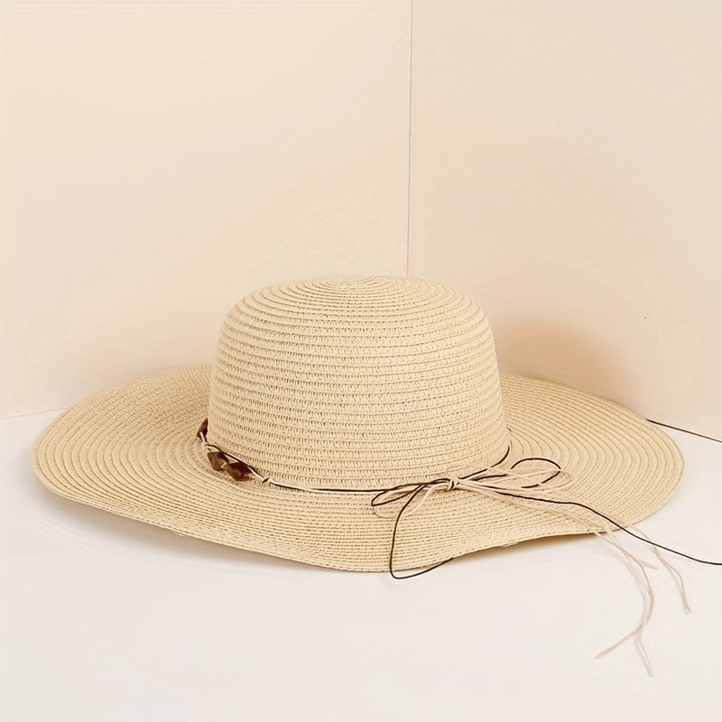 Wide Brim Summer Sun Hat Casual Straw Hat Outdoor Travel Beach Hat