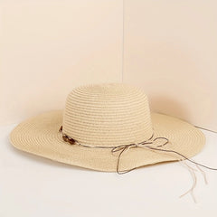 Wide Brim Summer Sun Hat Casual Straw Hat Outdoor Travel Beach Hat