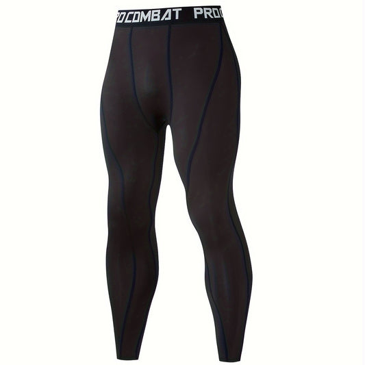 Men's Alphabets Pattern Compression Pants for Outdoor Fitness