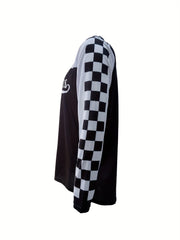 Men's Plaid Downhill Cycling T-shirt Quick Drying Long Sleeve