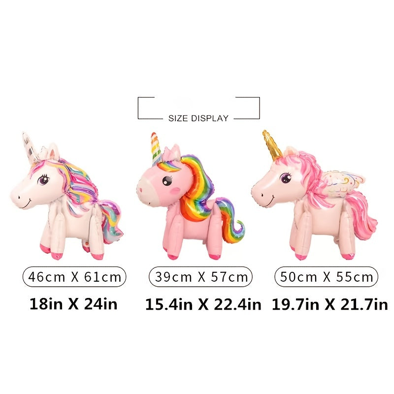 3D Rainbow Pony Aluminum Film Balloon Birthday Party Decoration Cartoon Unicorn