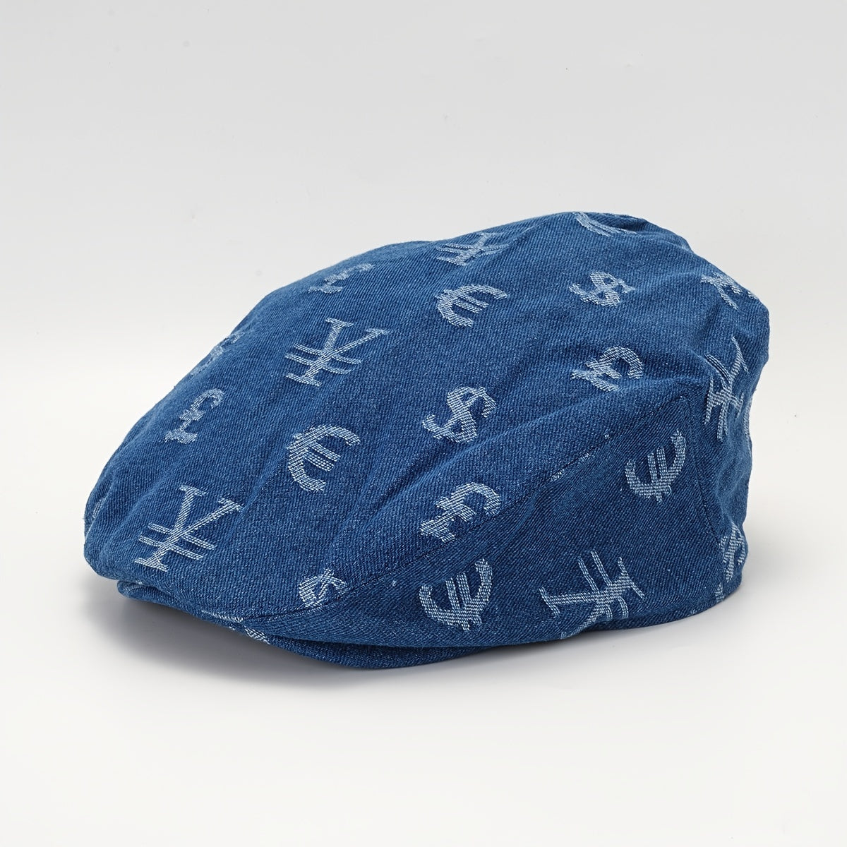 Denim Jacquard Currency Beret Hat Lightweight Cotton British Octagonal Hat