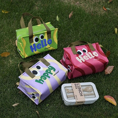 Portable Canvas Lunch Box Bag For Outdoor and School Office