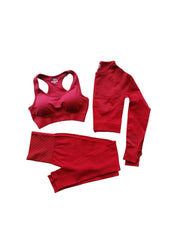 3pcs Solid Sports Suits Sports Bra & Top & Leggings Women's Activewear