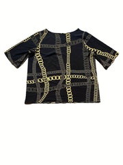 Women's Plus Chain Print Tee & Pant Two Piece Set
