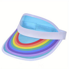 PVC Rainbow Elastic Visor Hats UV Protection Sun Hats