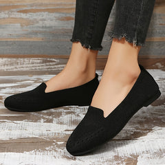 Women's Breathable Knitted Slip On Flats Lightweight Walking Shoes