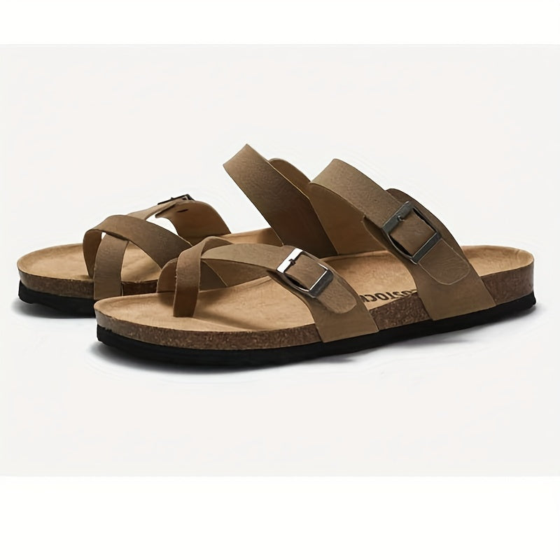 Women's Flat Slide Sandals Comfortable Open Toe Buckle Strap Shoes