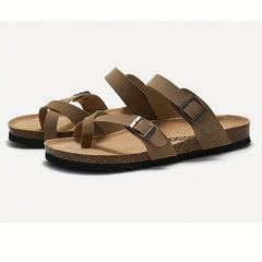 Women's Flat Slide Sandals Comfortable Open Toe Buckle Strap Shoes