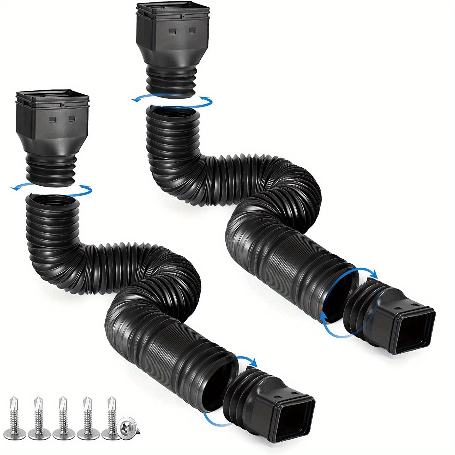 Set of 2 Rain Gutter Drain Extenders, 21-60 Inches, Corrosion Resistant