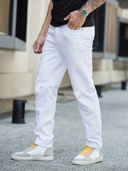 Straight Leg Ripped Jeans Mens Casual Denim Pants