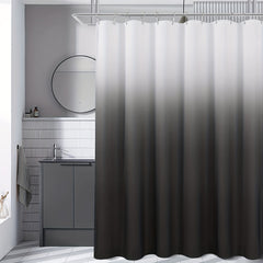 Waterproof Gray Gradient Shower Curtain with Plastic Hooks 71x71in