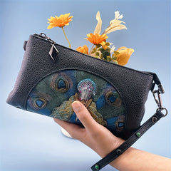 Vintage Floral Leather Lady Clutch Bag Handbag