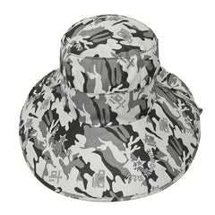 Wide Brim Sun Hat with Face Cover Breathable UV Protection Detachable