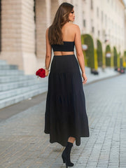 High Waist Splicing Tiered Skirt Casual A line Skirt For Spring & Summer