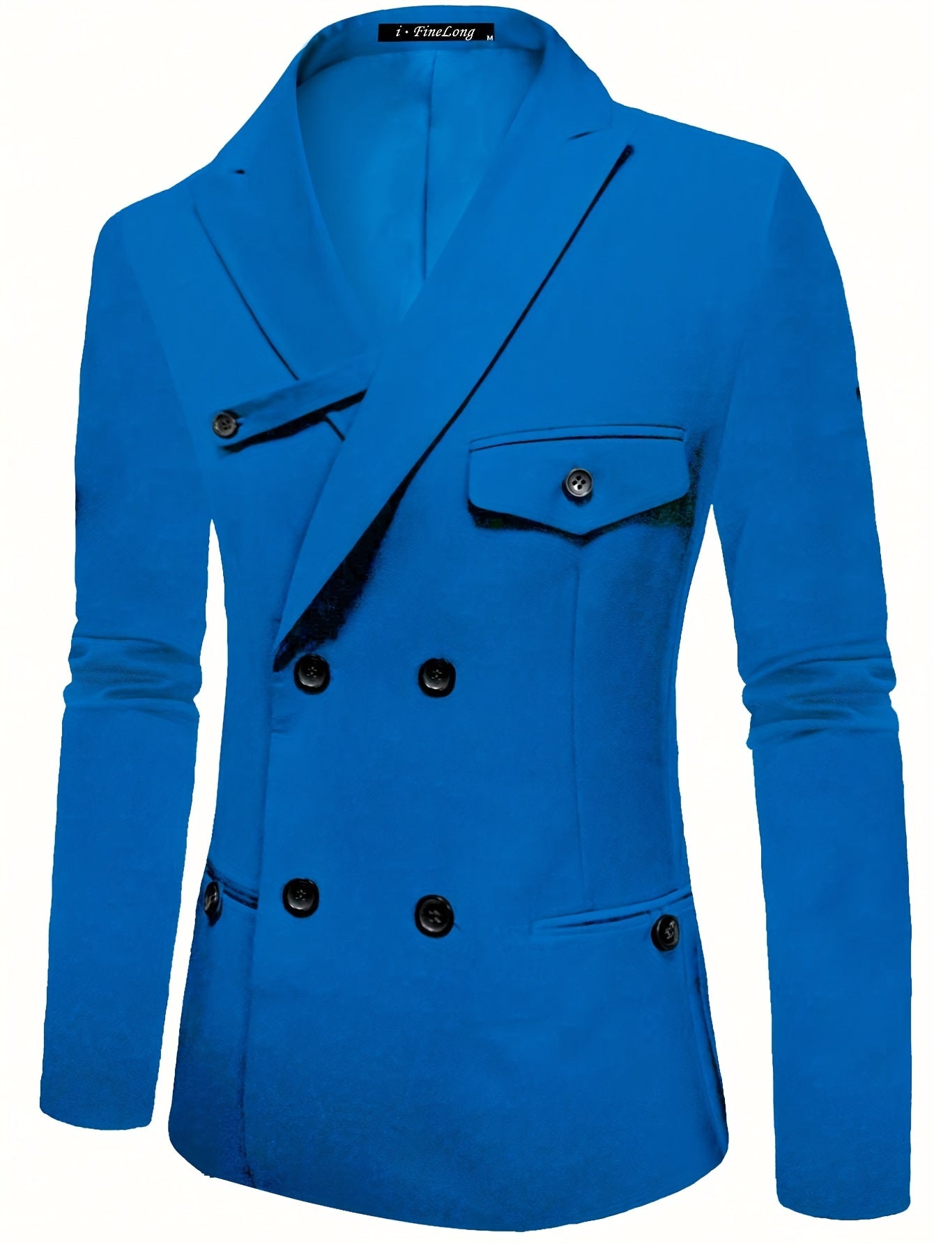 Men's Double Breasted Blazer Solid Lapel Suit Jacket