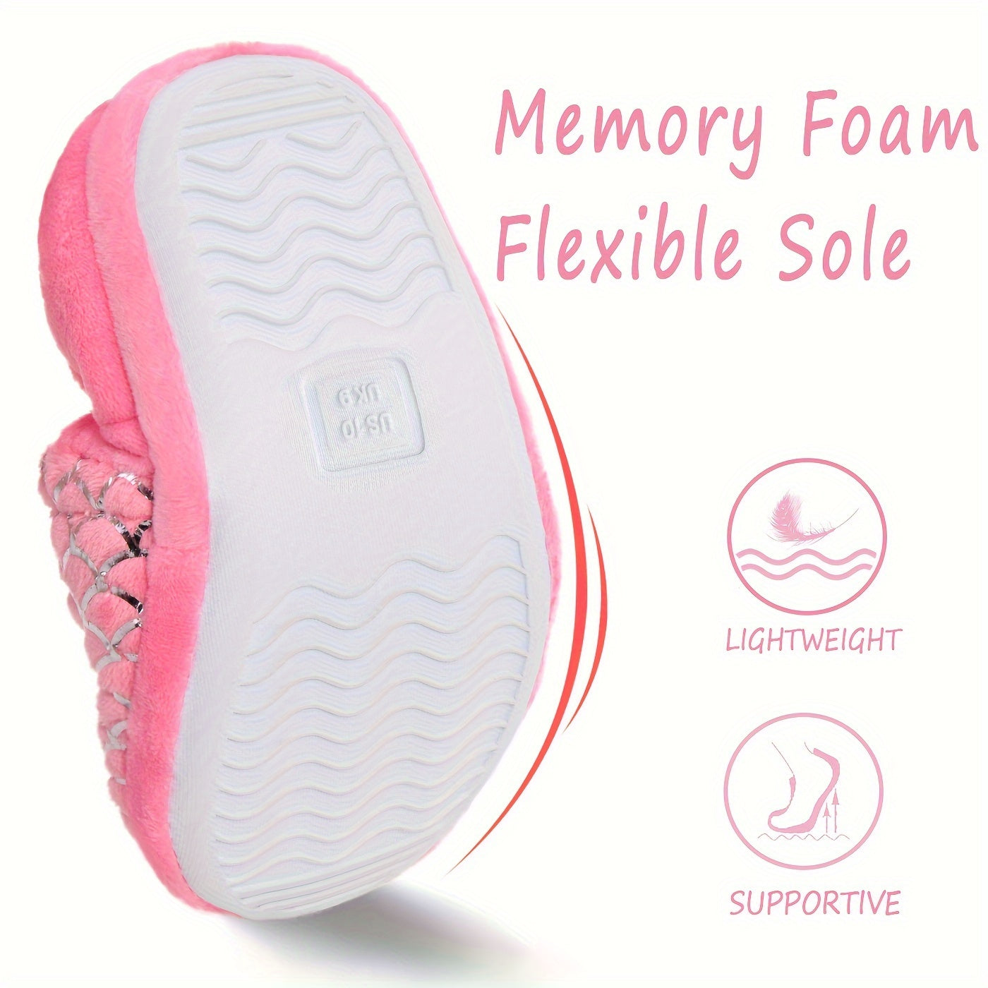 Girls Fleece House Shoes Lightweight Non Slip Soft Bottom Walking Shoes