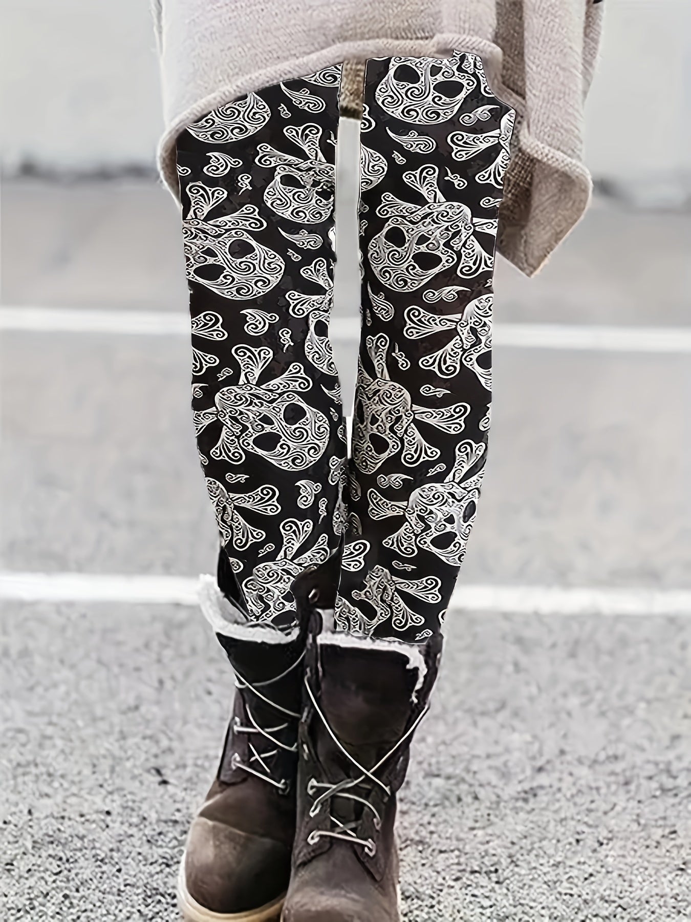 Gothic Skull Print Leggings