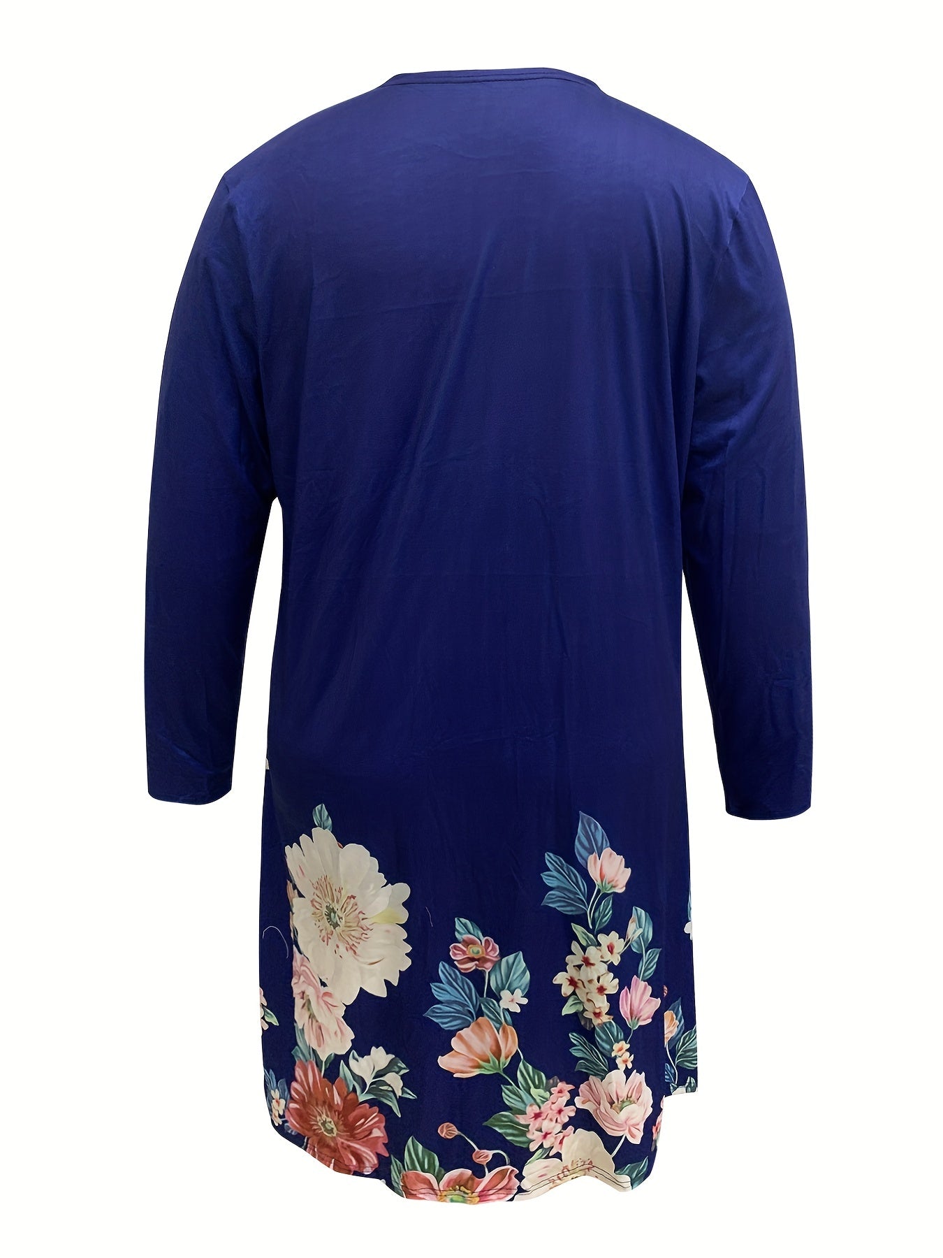 Women's Plus Floral Print Long Sleeve Open Front Cardigan