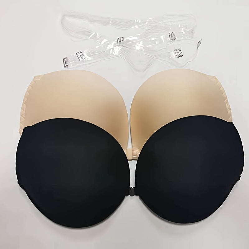 Solid Push Up Bra Comfy & Breathable Invisible Bra Women's Lingerie