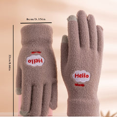 Women's Solid Warm Winter Knitted Gloves