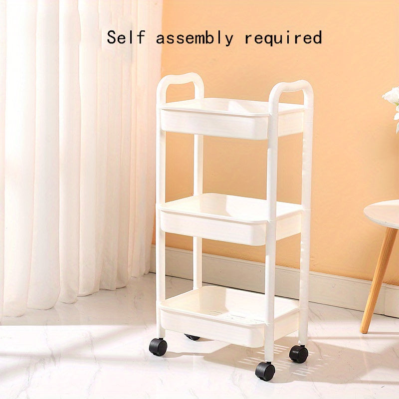 3-Layer Small Pushcart Storage Rack with Swivel Wheels