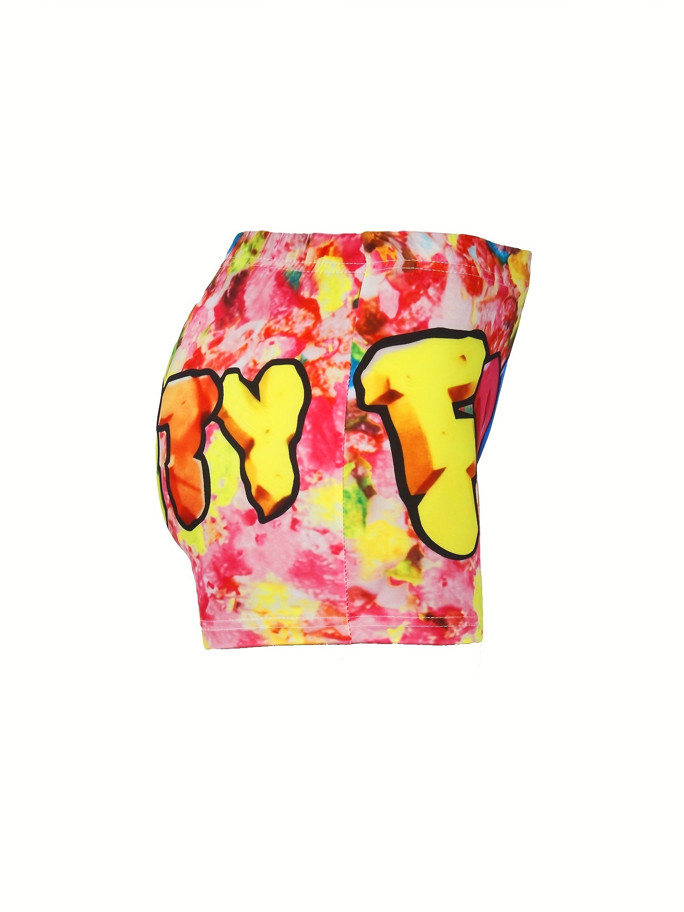 Letter Print Skinny Shorts Casual Yoga Shorts