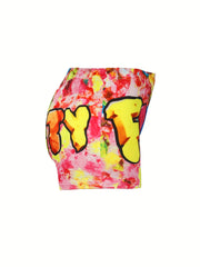 Letter Print Skinny Shorts Casual Yoga Shorts