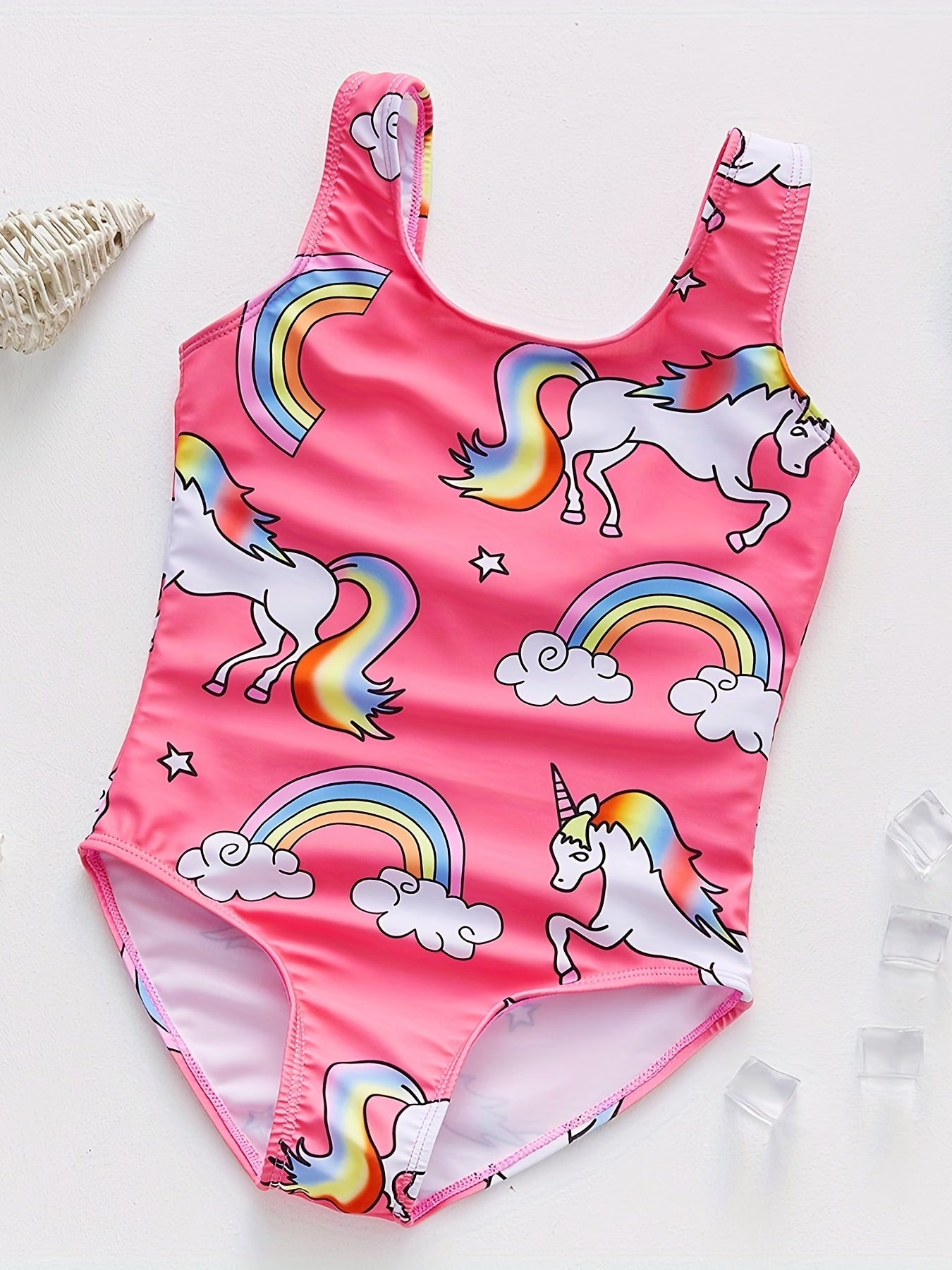 Girls' Rainbow Pony Swimsuit Ages 2-9