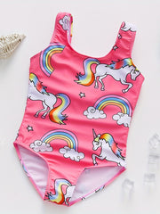 Girls' Rainbow Pony Swimsuit Ages 2-9
