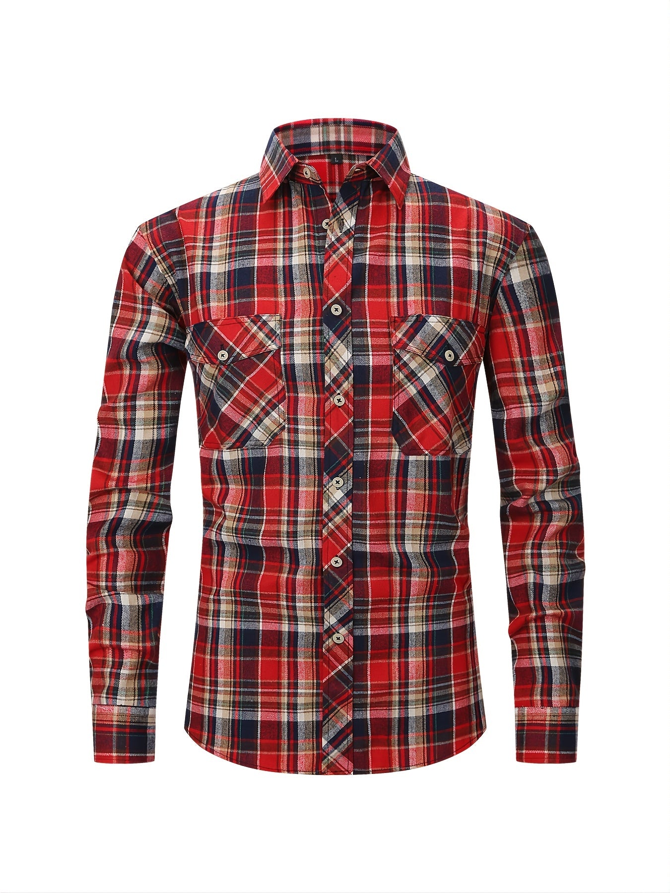 Men's Plaid Long Sleeve Button Down Shirt