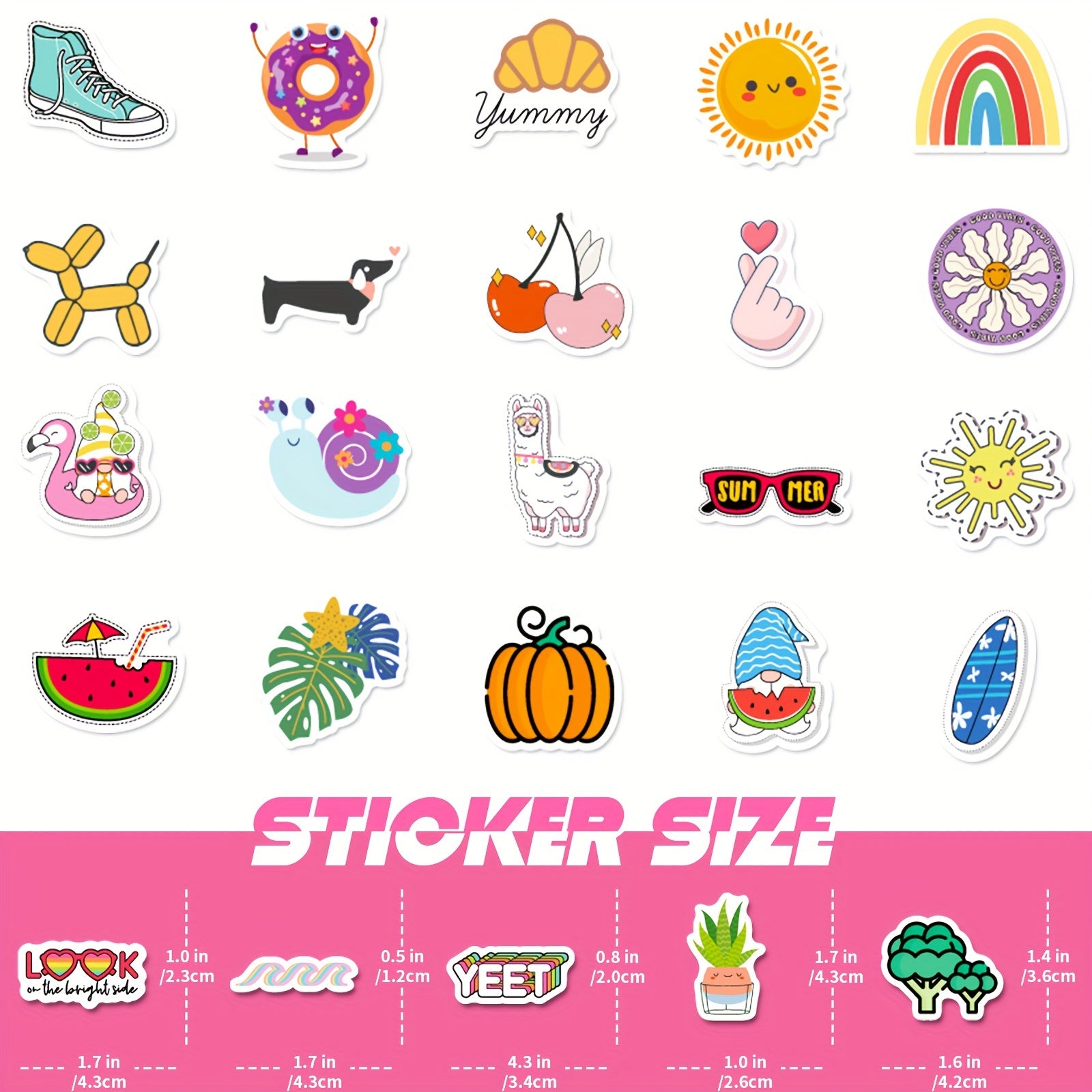 100pcs Waterproof Vinyl Stickers For Water Bottles Laptop Phone Skateboard