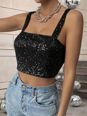 Sparkling Sequin Crop Cami Top for Party