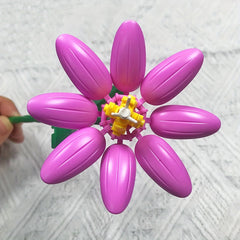 DIY Flower Bouquet Set with Colorful Plastic Flowers and Green Stems