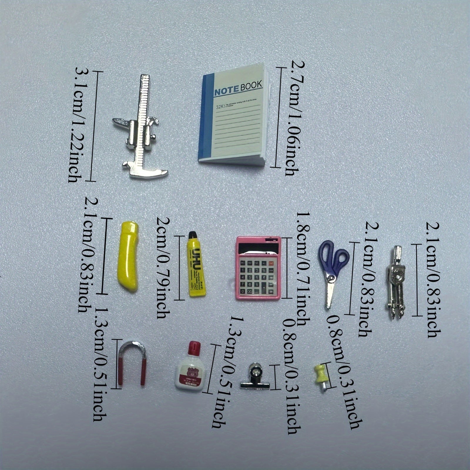 1:12 Dollhouse Stationery Set with Mini Notebook and Thumbtack