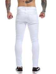 Men's Solid Slim Fit Pants Stretch Long Trousers