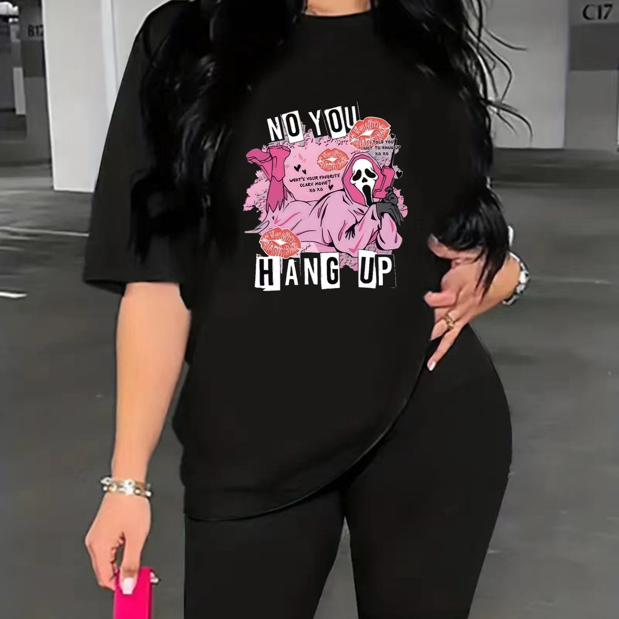 Women's Plus Slogan & Graphic Print Top & Shorts Set