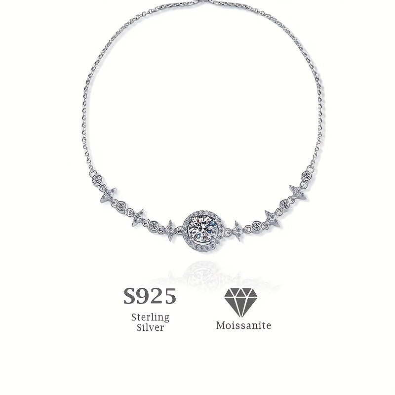 1Ct Classic Moissanite Star Round Bracelet S925 Silver Engagement Wedding Gift