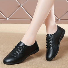Women's Solid Flat Shoes Lightweight Low Top Lace Up Shoes