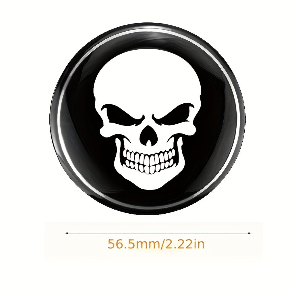 4pcs Skeleton Skull Car Wheel Center Hub Cap Stickers 56mm Car Accessories
