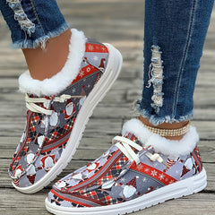 Women's Christmas Dwarfs Print Snow Boots Plus Plush Comfort Winter Shoes